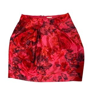 JCrew Floral Watercolor Mini Bubble Skirt in Bright Pink